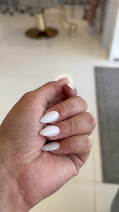 American Nails - Chose all white acrylic powder with opal paint on top - Nail Salons Near Me - Inglewood, California