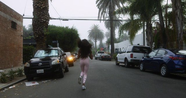 Jogging down the road