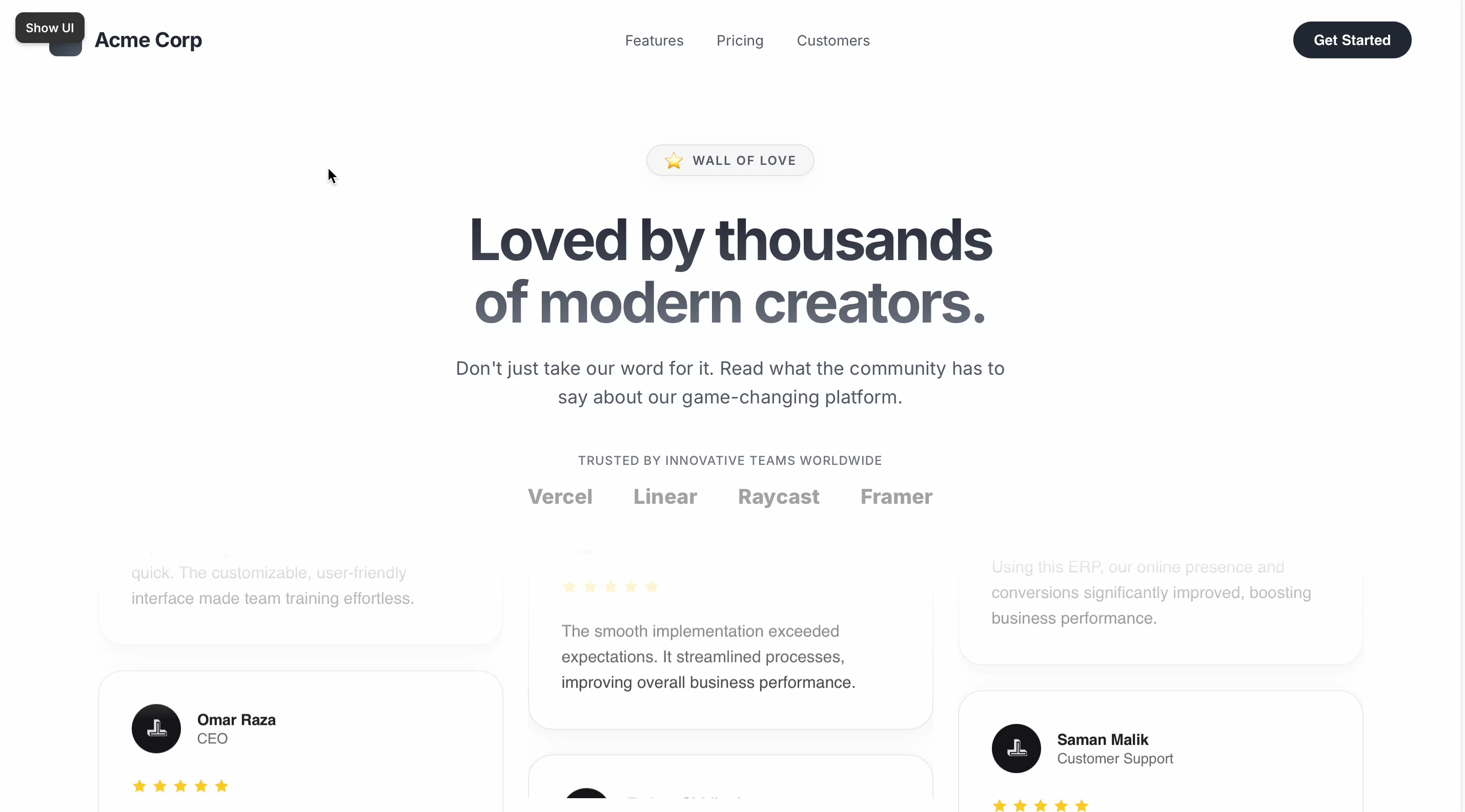 Stop using boring testimonials.Testimonials Columns Pro brings smooth infinite scrolling, Glassmorphism, social proof, and zero-code customization to Framer.Testimonials Columns Pro
