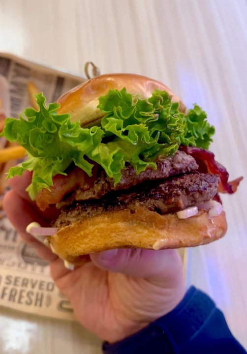 Fresh Craft Grille - Build your own burger - 2 beef patties, cheddar, lettuce, onions, pickles, ketchup, mayo  & bacon on a roll + fries - Hot Dogs Near Me - Bristol, Connecticut