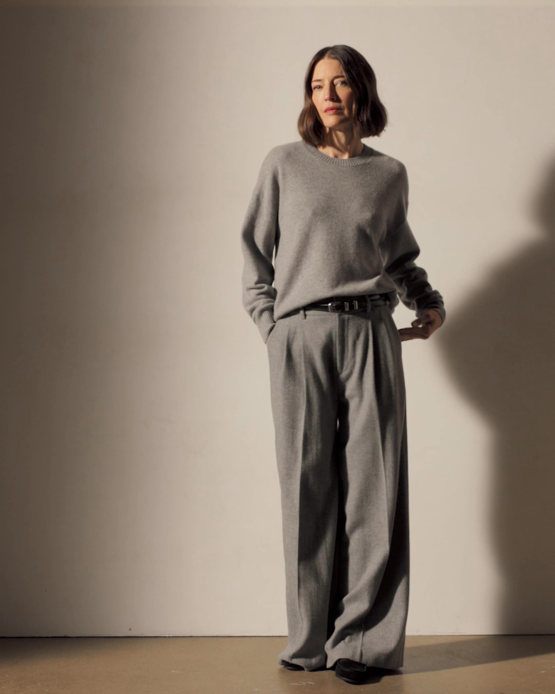 Wool Cashmere Blend Pleated Trouser - Heather Grey | James Perse