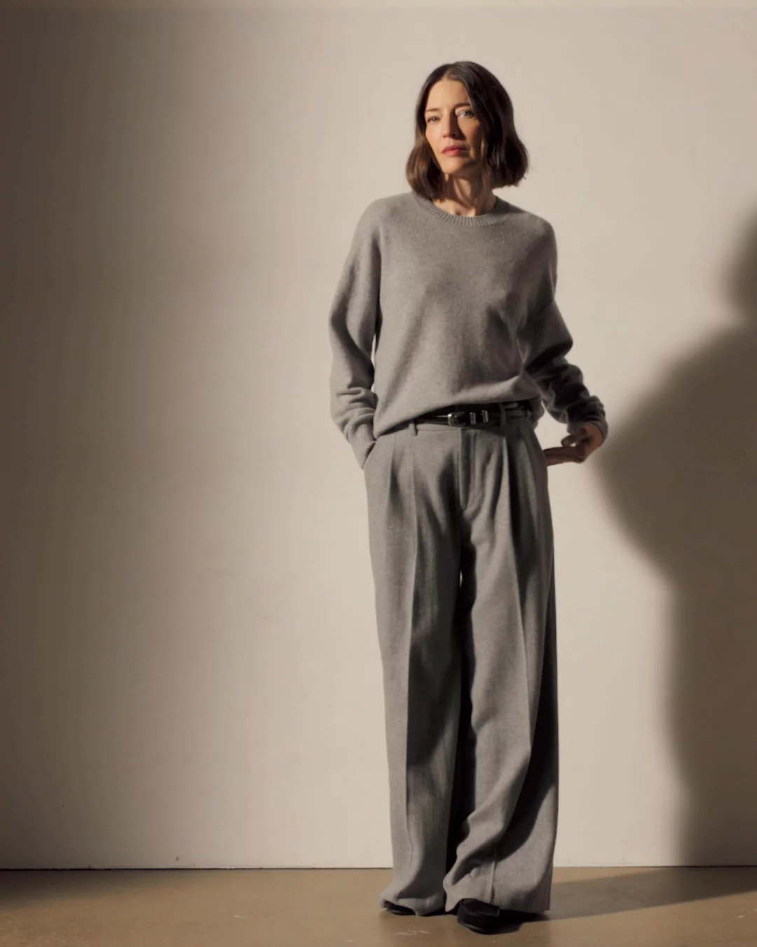 Wool Cashmere Blend Pleated Trouser - Heather Grey | James Perse
