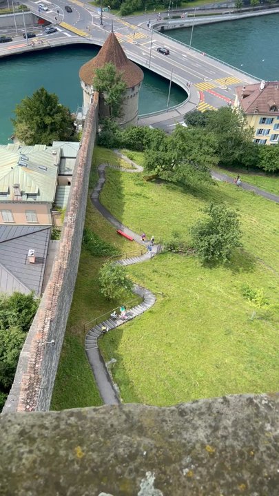 Die Museggmauer und ihre Türme - What steps to walk to the first tower.  My male friend made the video for me.  I didn't want to lean over to record it. - Landmarks & Historical Buildings Near Me - Luzern, LU