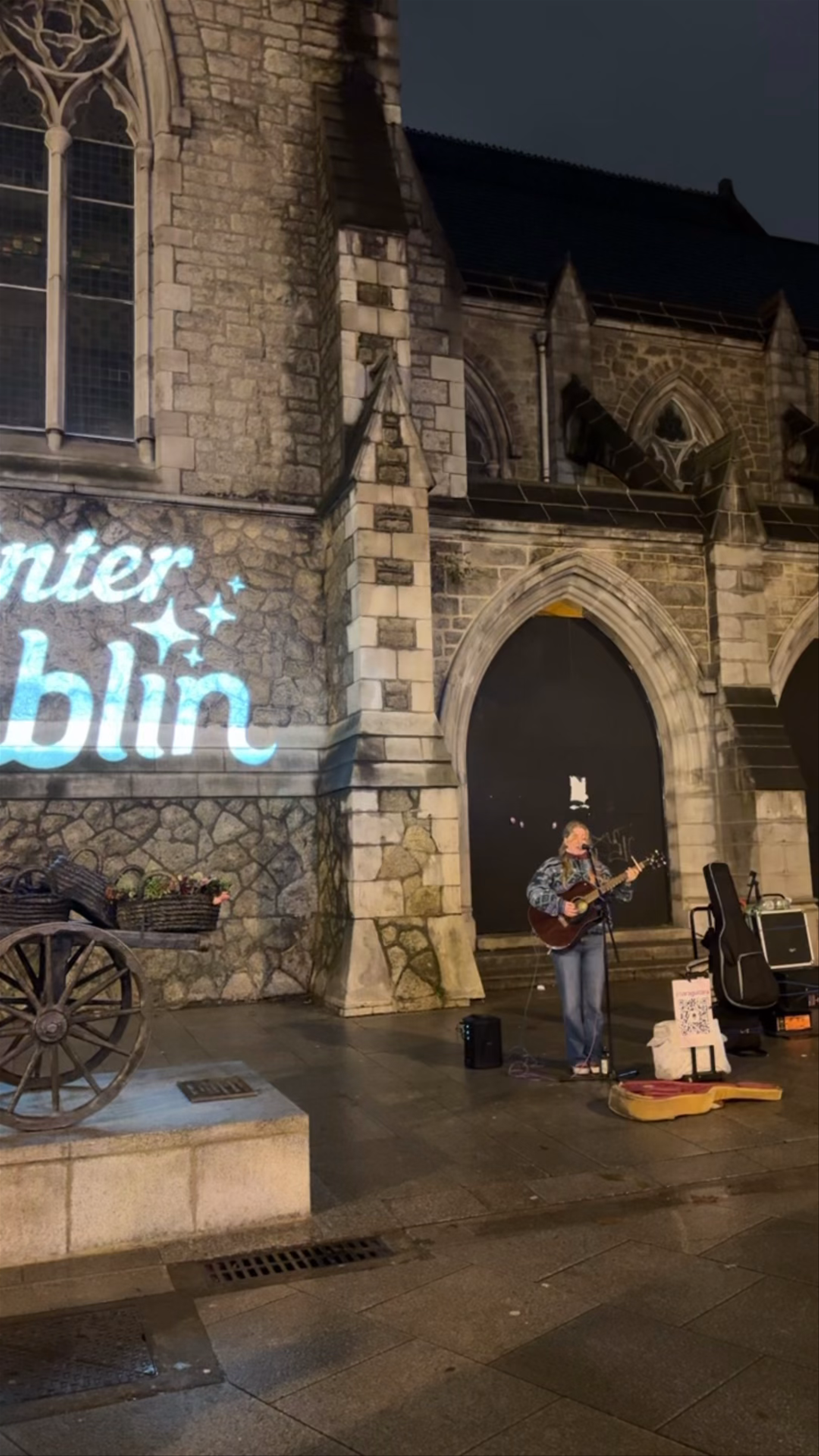 Winter Night Serenade at Molly Malone Statue, Dublin