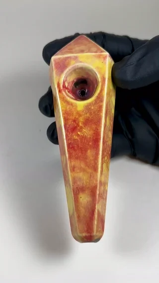 Preview pic of Diamond Pipe - 5 Inches - Ceramic - Yellow, Red and Purple - FREE SHIPPING!!!