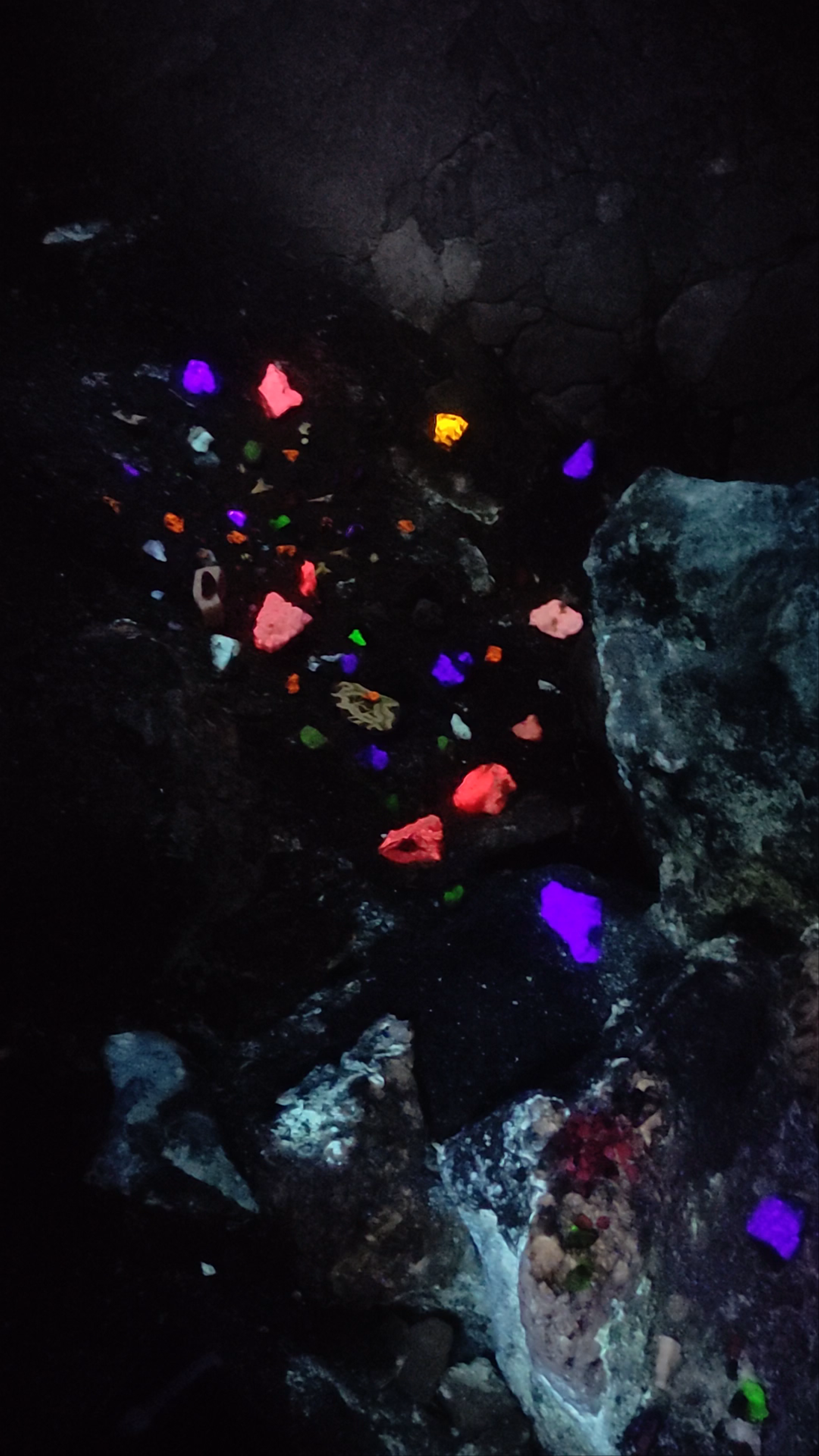 Glowing Fluorescent Rocks Inside Cueva Del Puerto, Calasparra