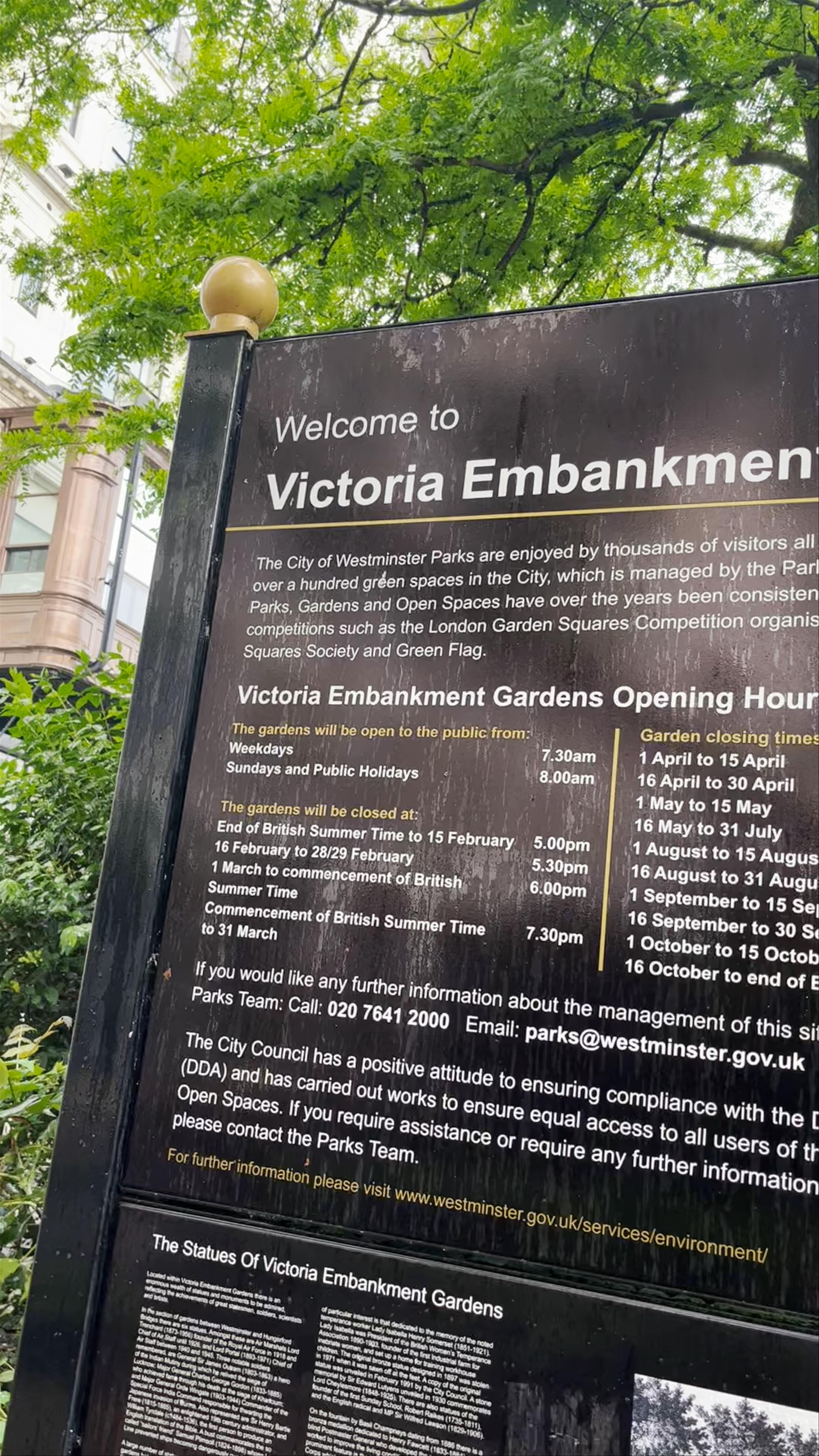 Victoria Embankment Gardens: A Historic Urban Oasis in London