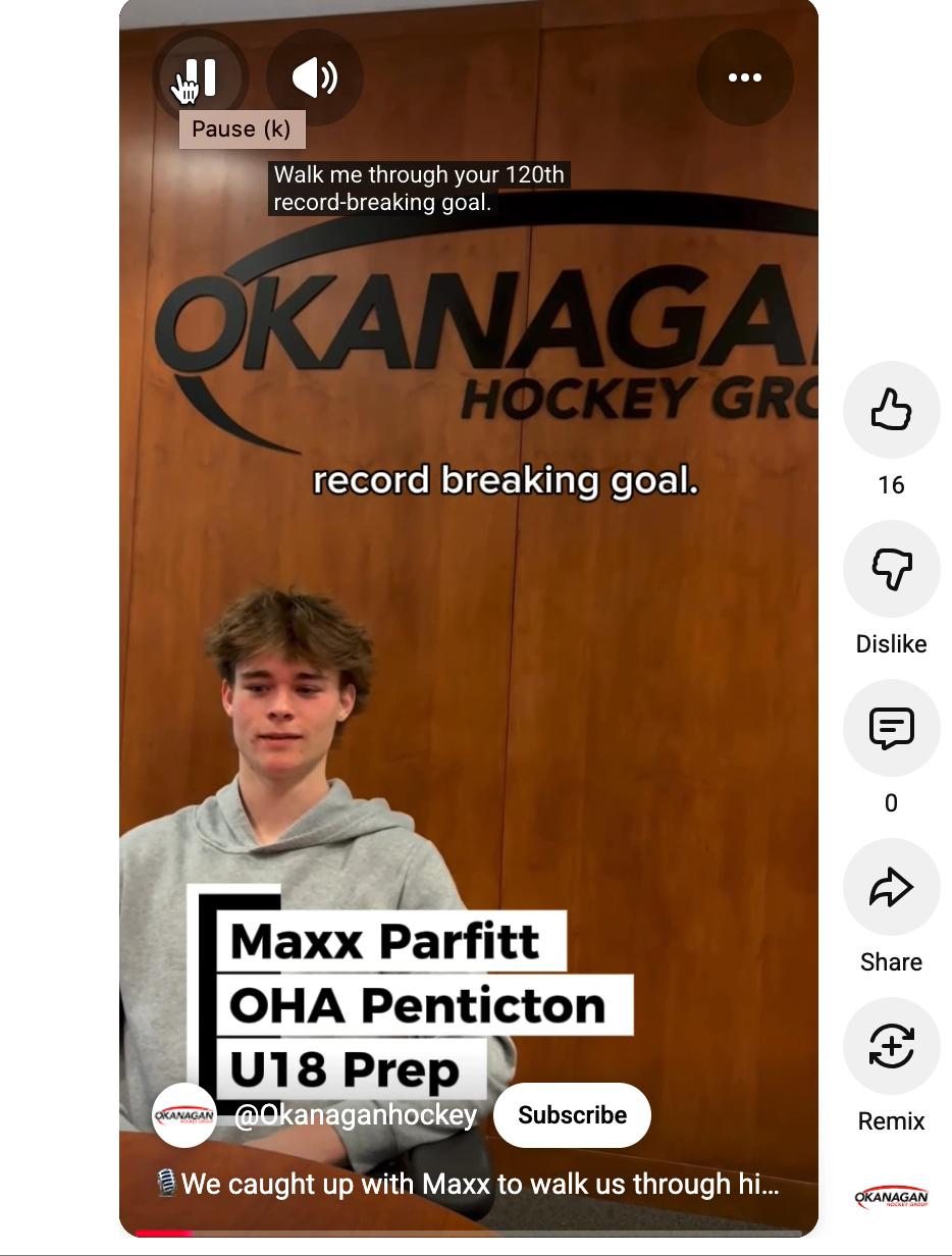 Maxx Parfitt's 120th Goal: A Record-Breaking Journey with OHA