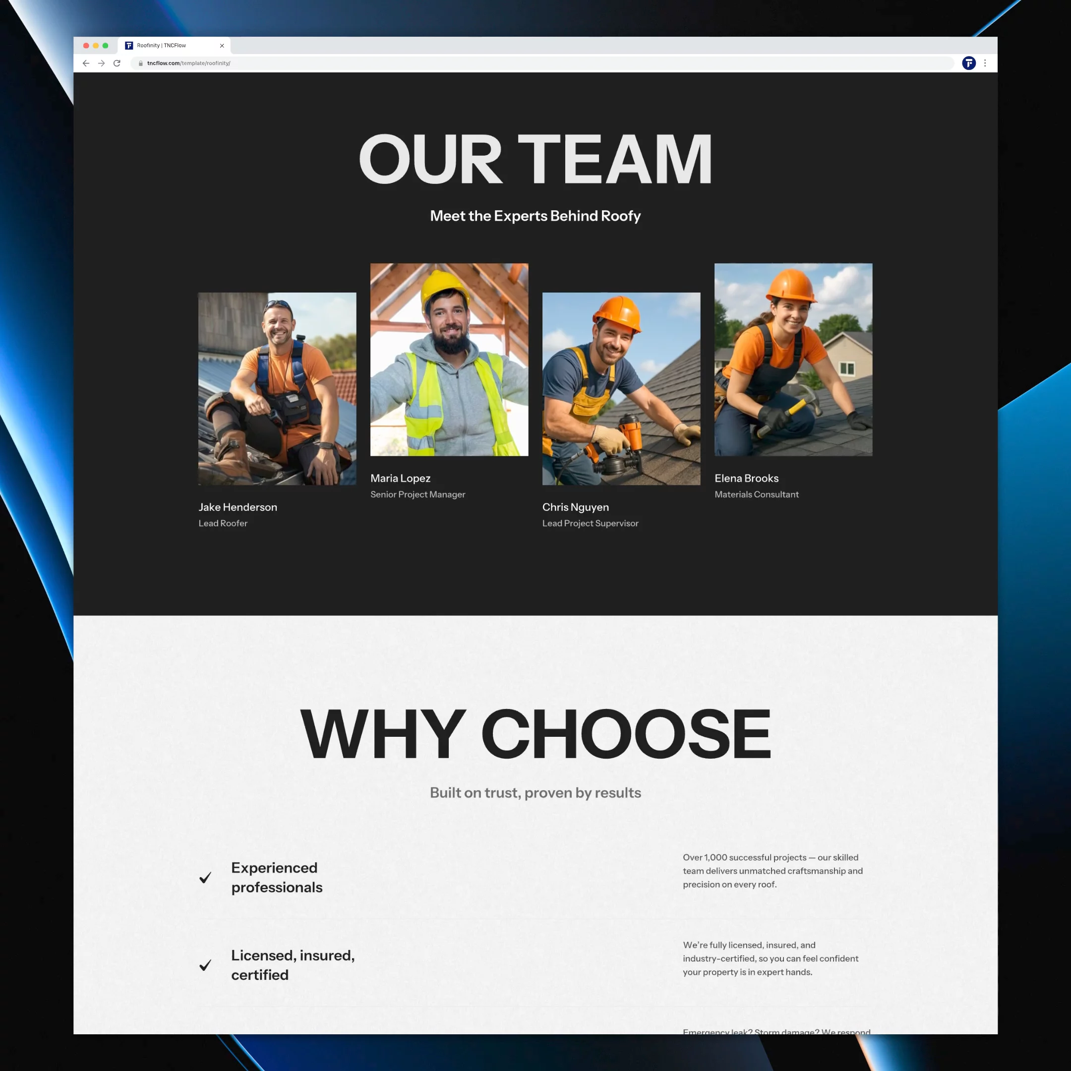 Roofinity TNC is a roofing website template built for roofing contractors and ambitious home service businesses. It combines a professional design with roofing services, material showcases, before-and-after work, and a quote enquiry experience to help construction, renovation, handyman, and contractor businesses present their work clearly and win new projects.Explore the Roofinity TNC template: https://framer.link/YUaDgDL