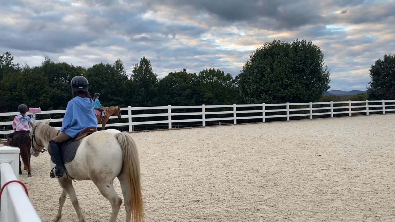 High Meadows Farms - Cantering in arena - Horseback Riding Near Me - Wolfeboro, New Hampshire