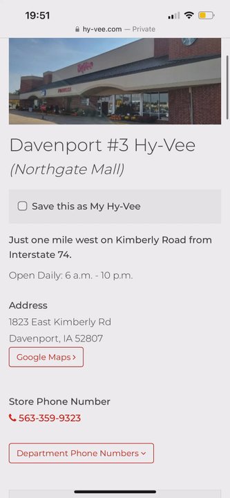 Hy-Vee - Proof of what the website says - Grocery Near Me - Davenport, Iowa