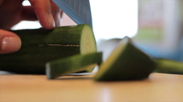 Slicing a cucumber