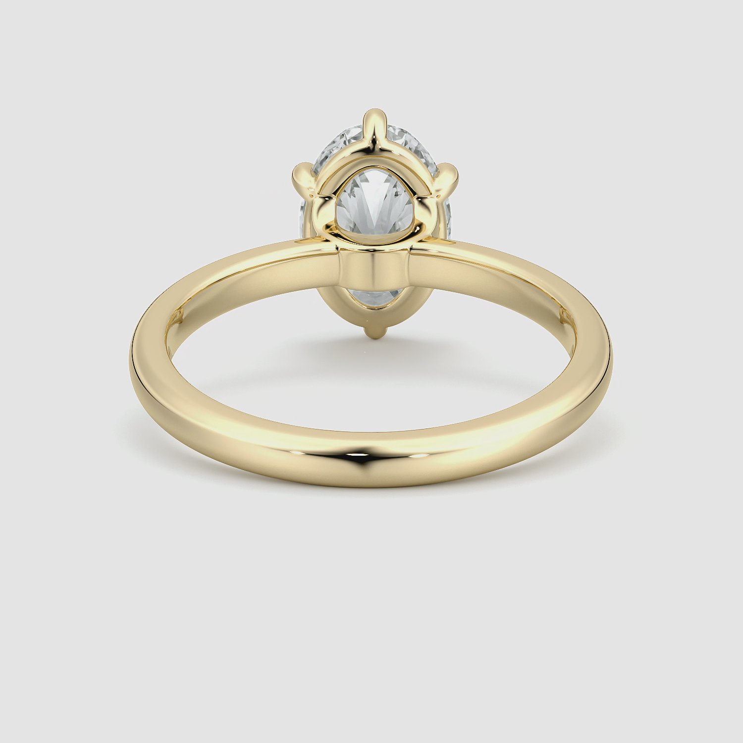 The Signature 6 Prong | Oval | 18k | Yellow Gold | bandAccent: Plain | bandWidth: large | hiddenHalo: no | diamondOrientation: vertical | caratWeight: other