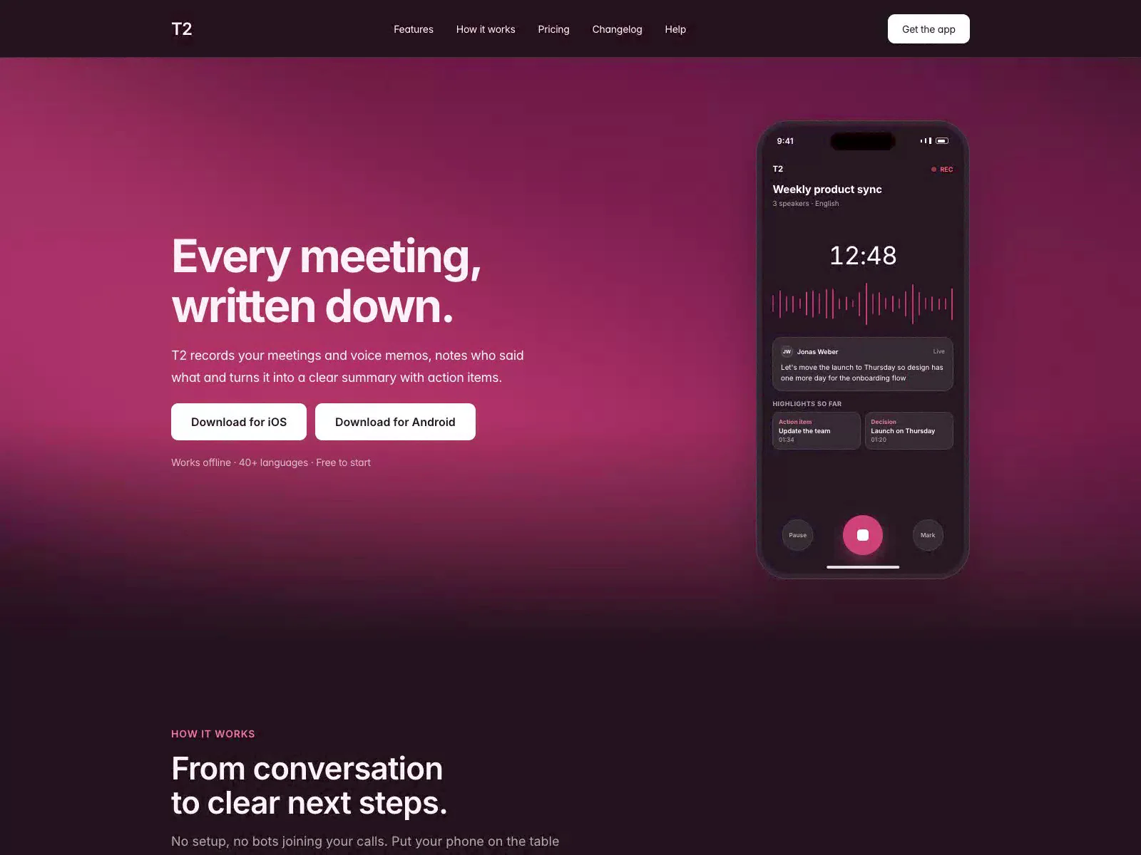 T2 – Talk to Text