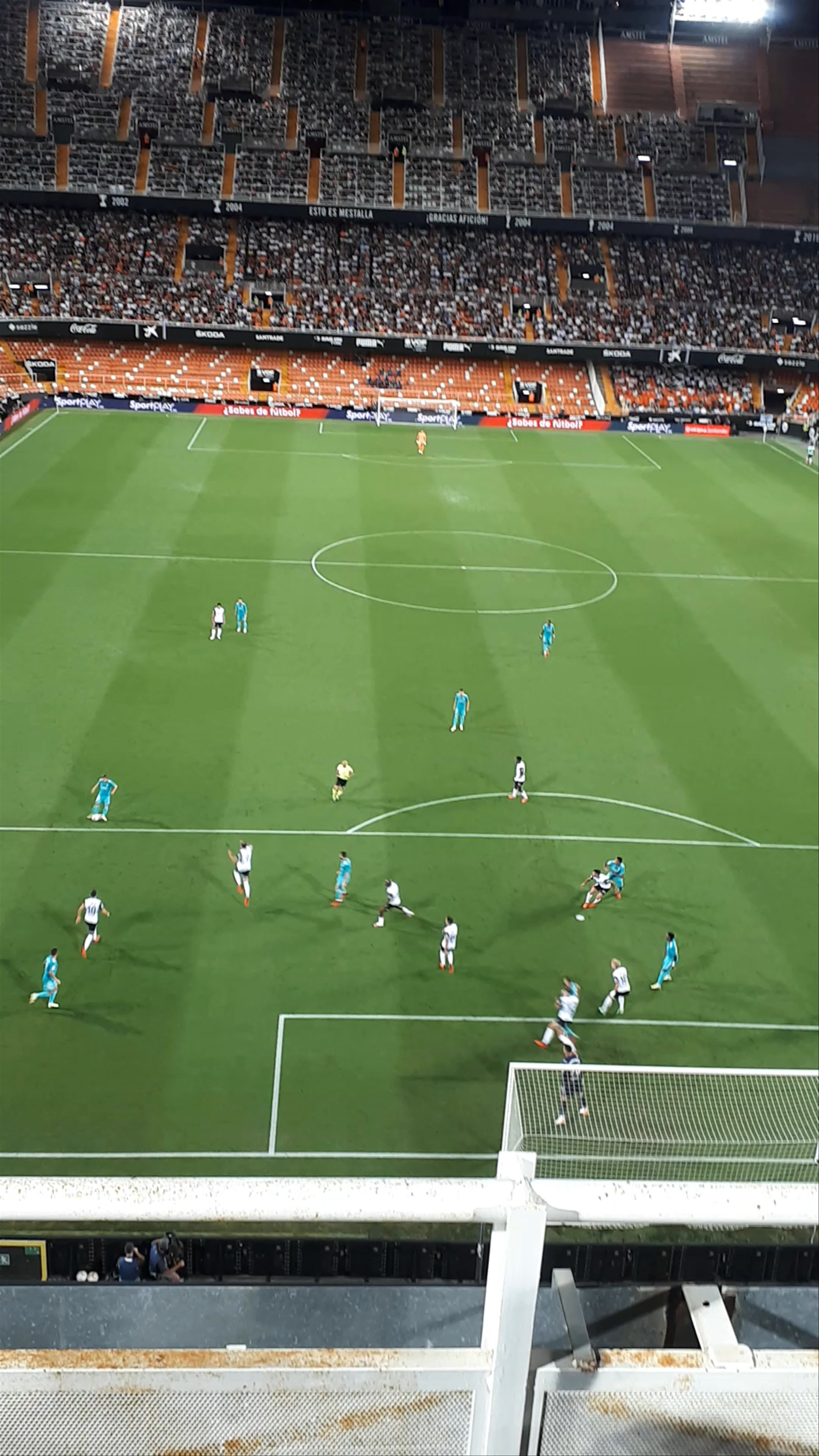Electrifying Night Football Match at Mestalla Stadium, Valencia