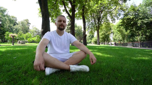Meditating in the park
