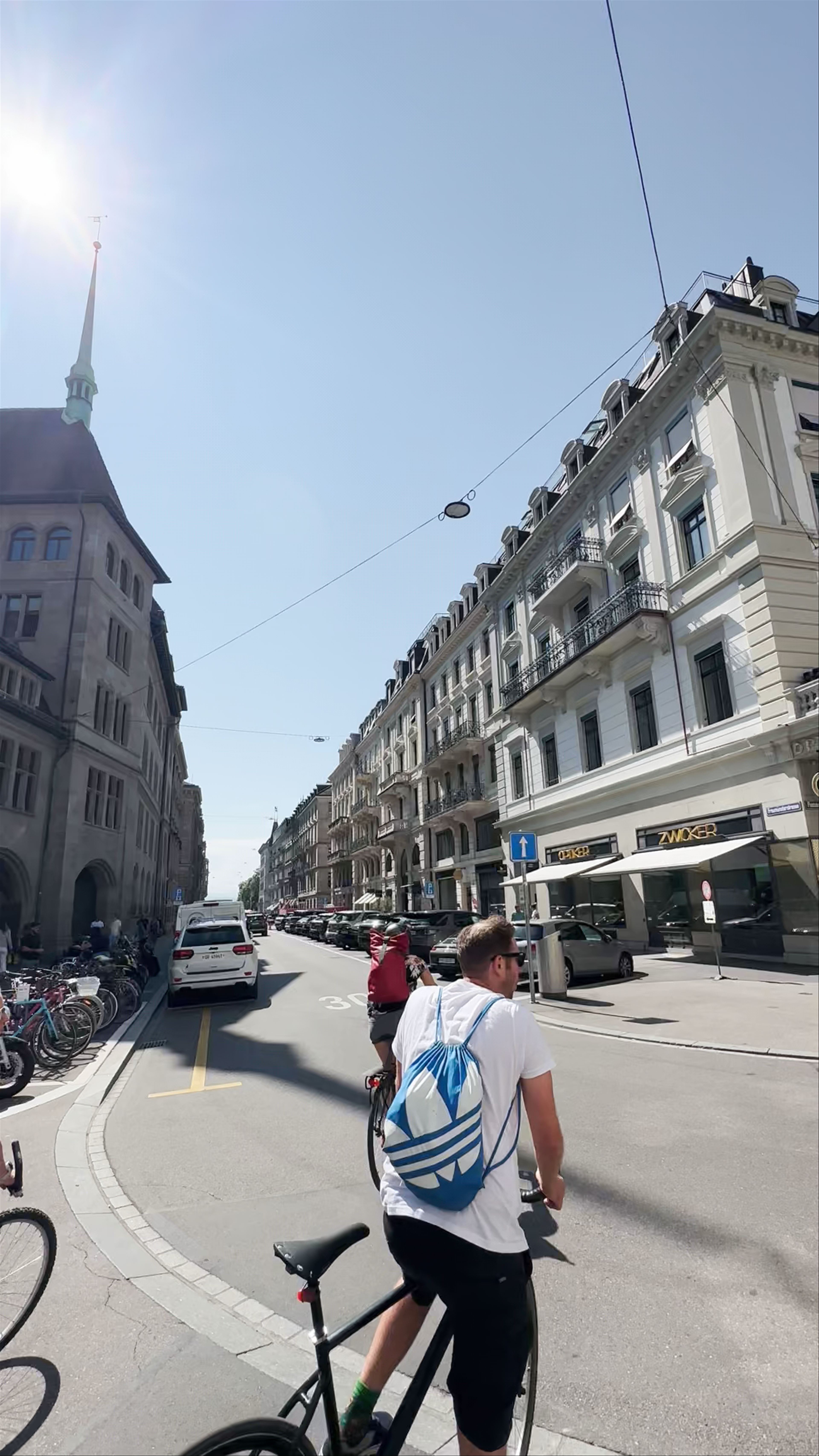 Cycling Around Fraumünster Church and Historic Streets of Zürich