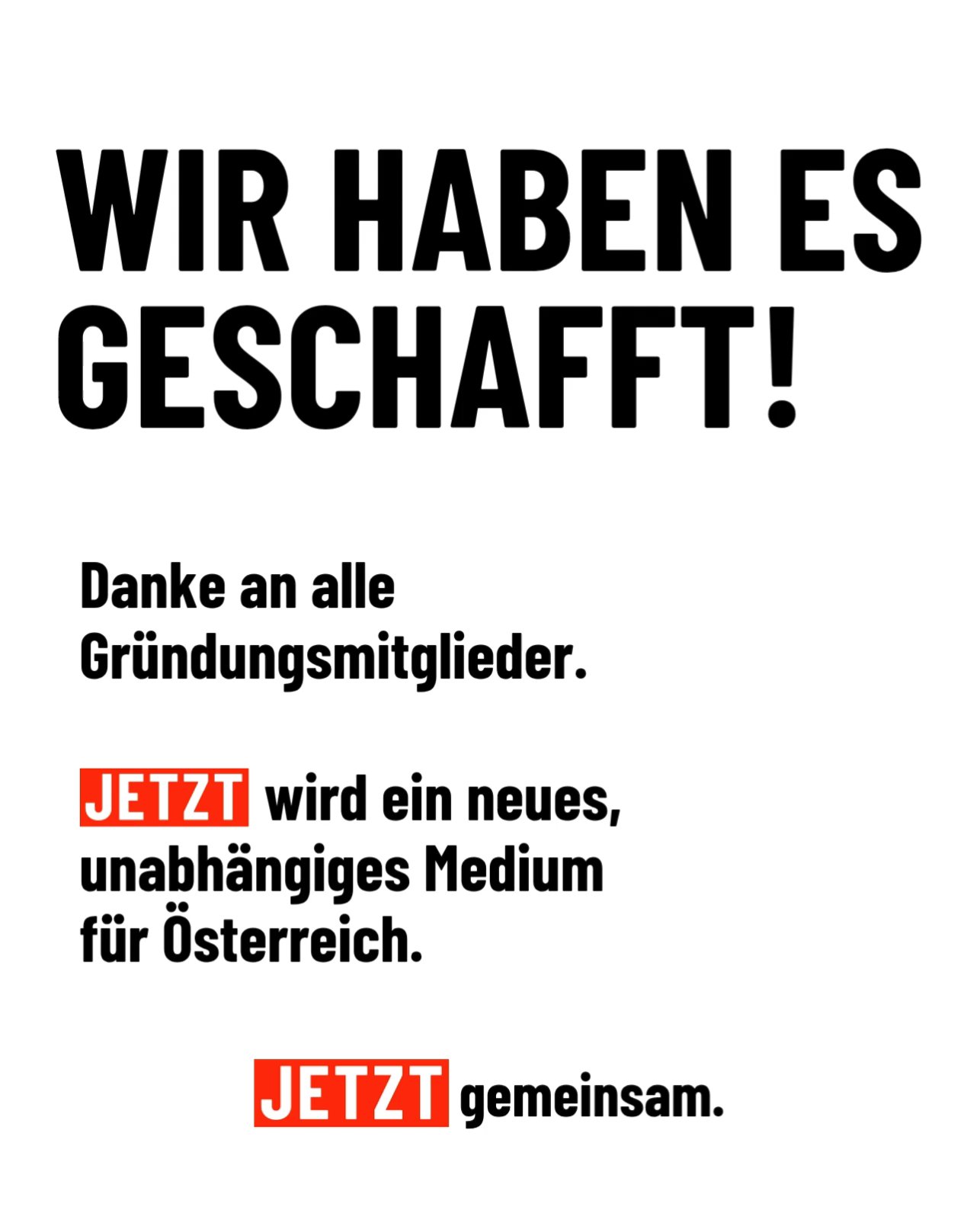 JETZT wird im Herbst starten. Weitere Mitglieder sind willkommen