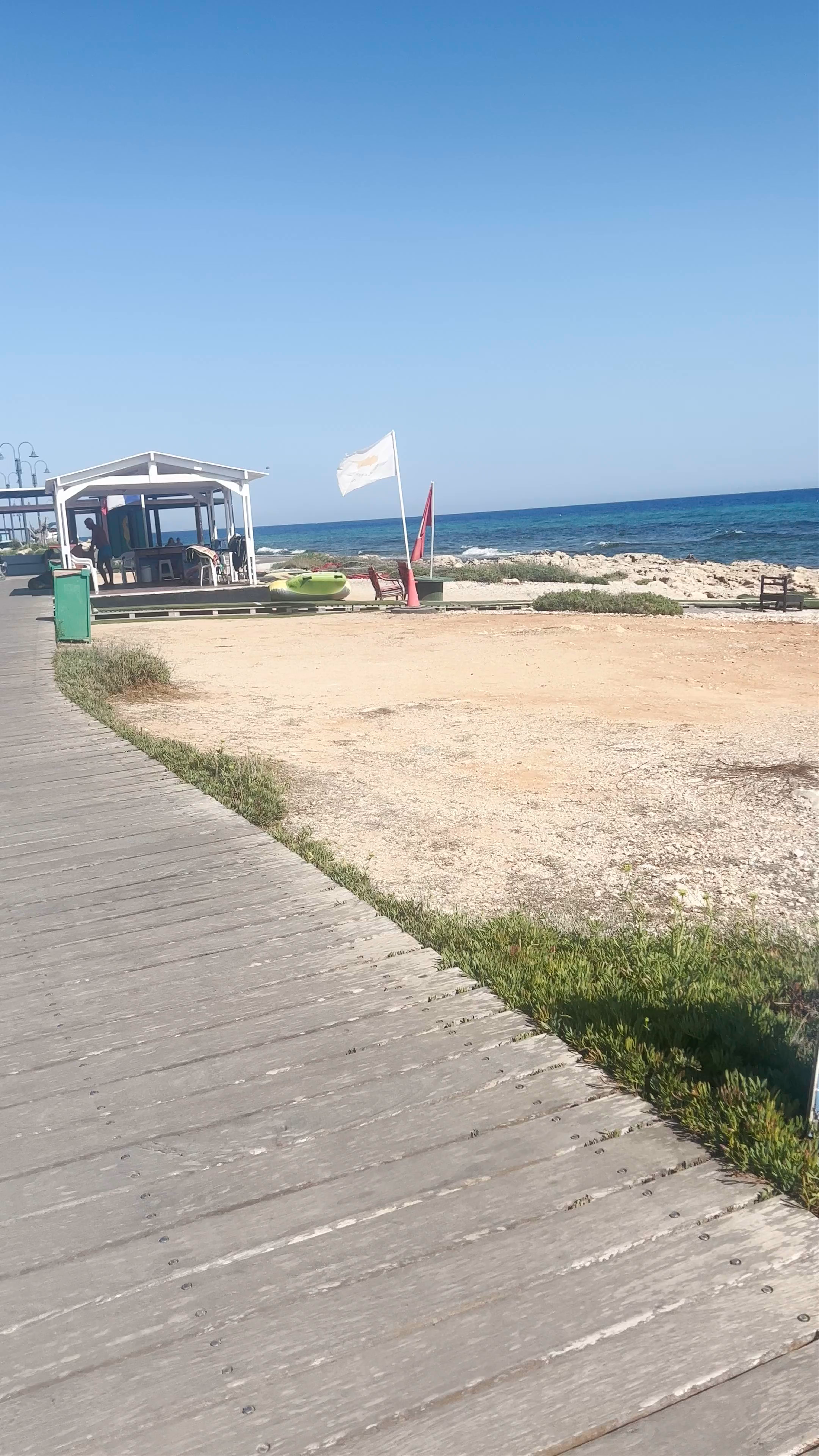 Sunny Coastal Walk at Agia Napa Promenade, Cyprus