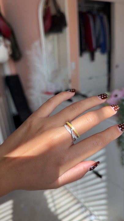 Daniel's Creations - Yellow and white diamond pave cross cross ring - Jewelry Near Me - Fullerton, California