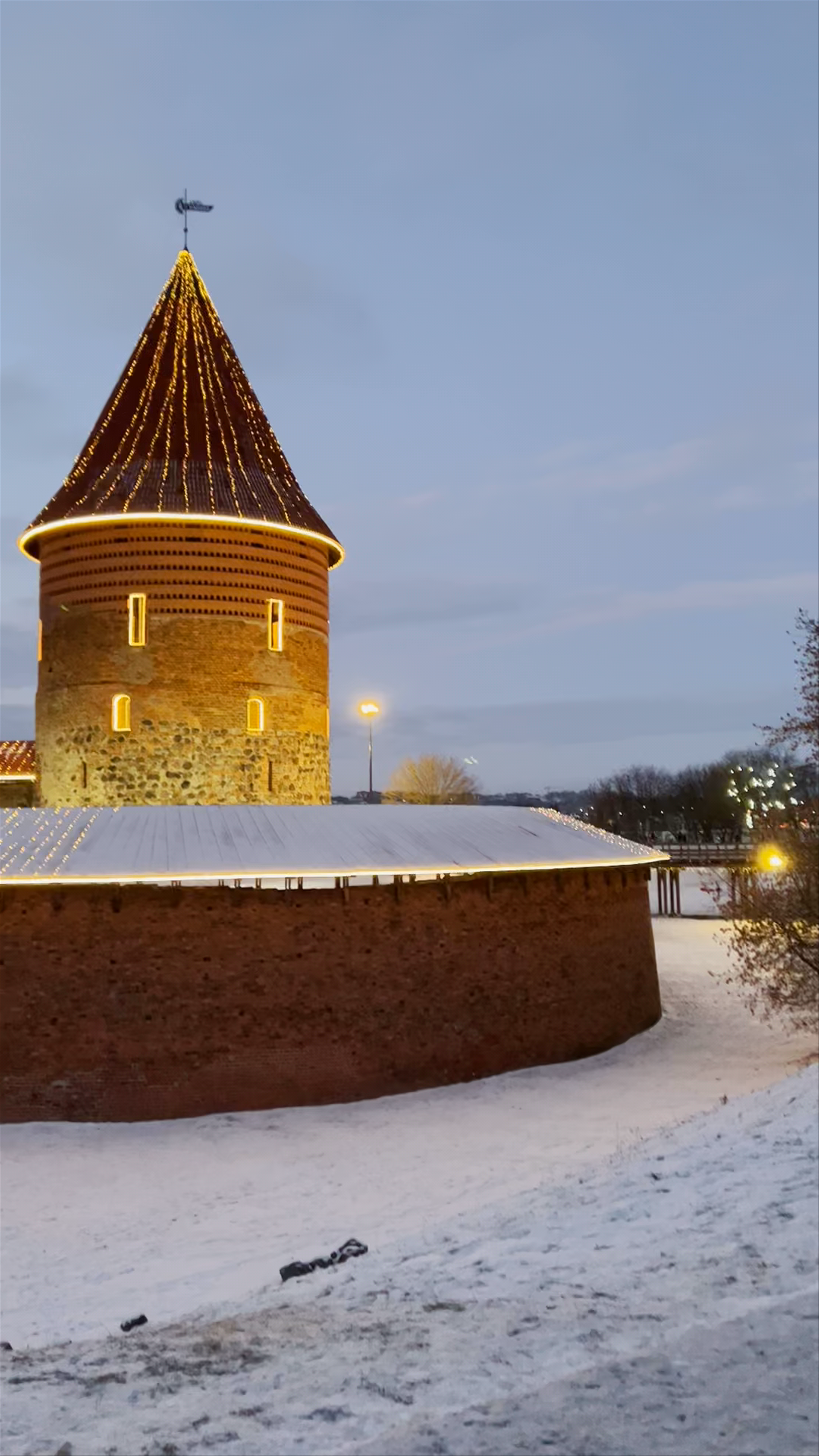 Magical Winter Evening at Kaunas Castle, Lithuania