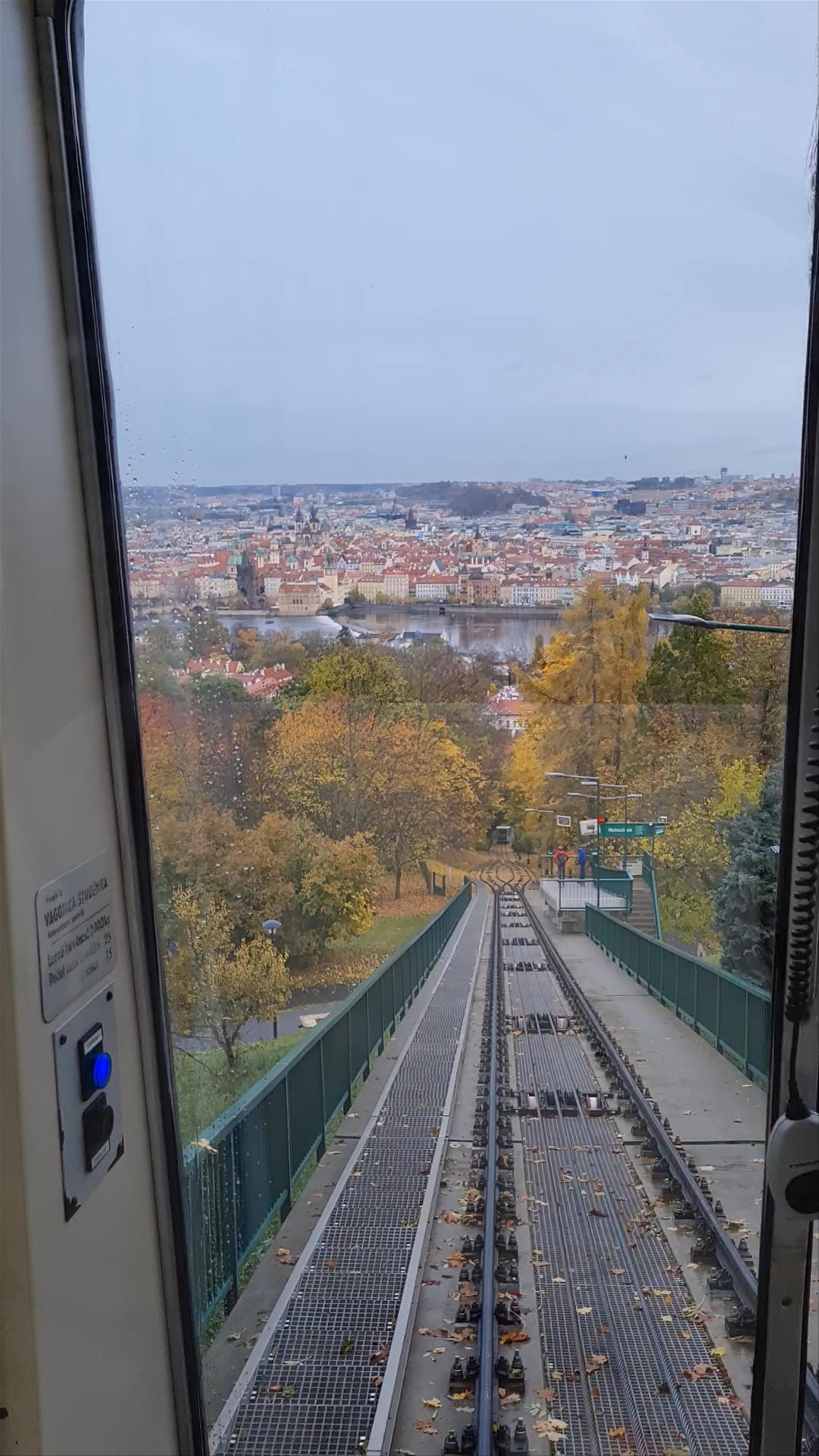 Scenic Funicular Ride at Petřín Hill Overlooking Prague