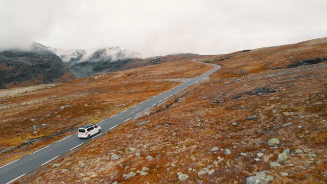 Driving through Norway hills