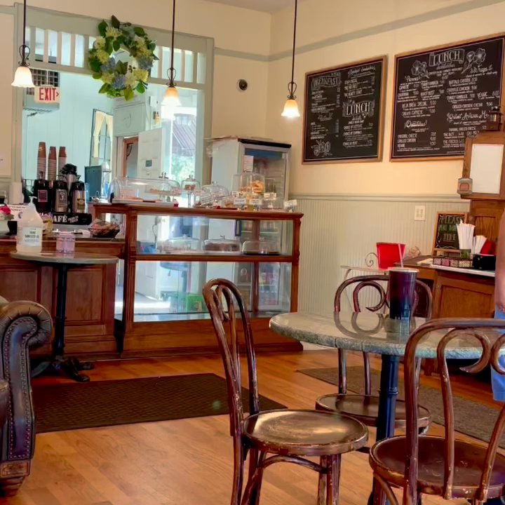 Deja Brew - View of the cafe & Large iced coffee and a magic bar - Coffee & Tea Near Me - New Haven, Connecticut