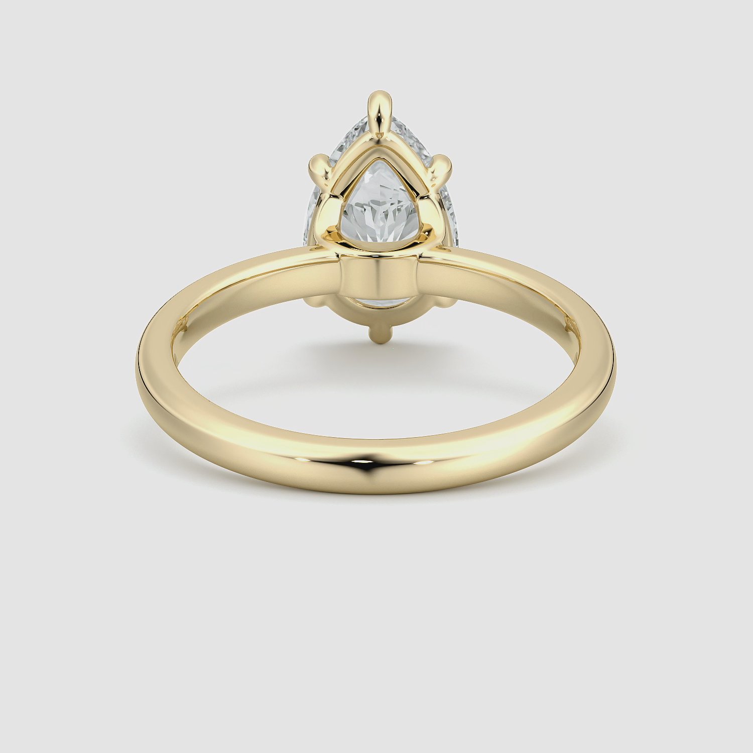 The Signature 6 Prong | Pear | 18k | Yellow Gold | bandAccent: Plain | bandWidth: large | hiddenHalo: no | diamondOrientation: vertical | caratWeight: other