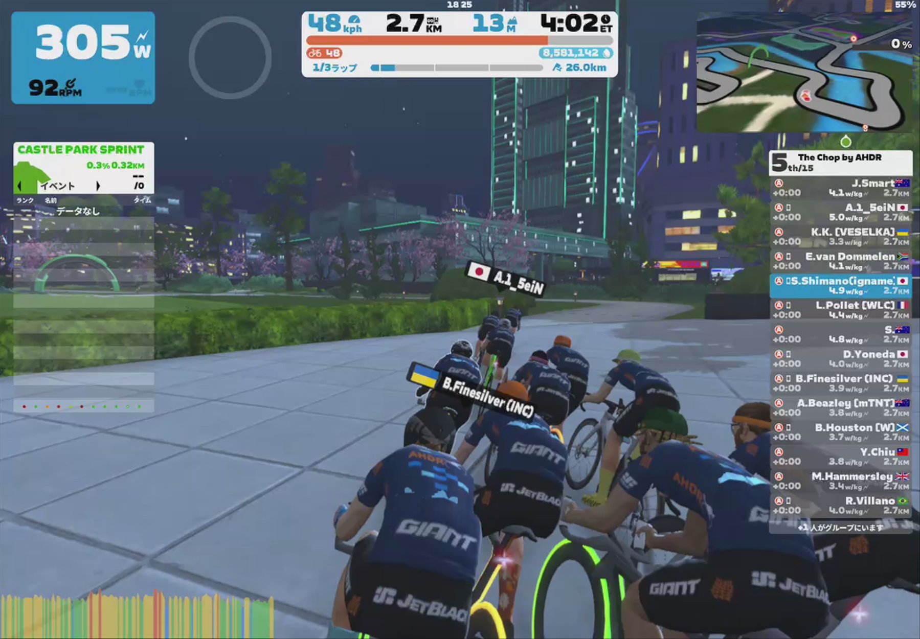 Zwift - Race: The Chop by AHDR (A) on Sleepless City in Makuri Islands