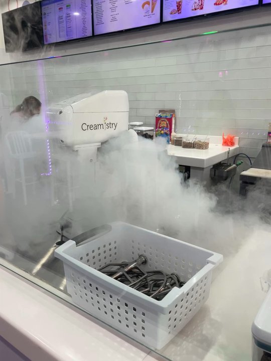 Creamistry - Nitrogen being added to make the ice cream. - Desserts Near Me - Fort Worth, Texas