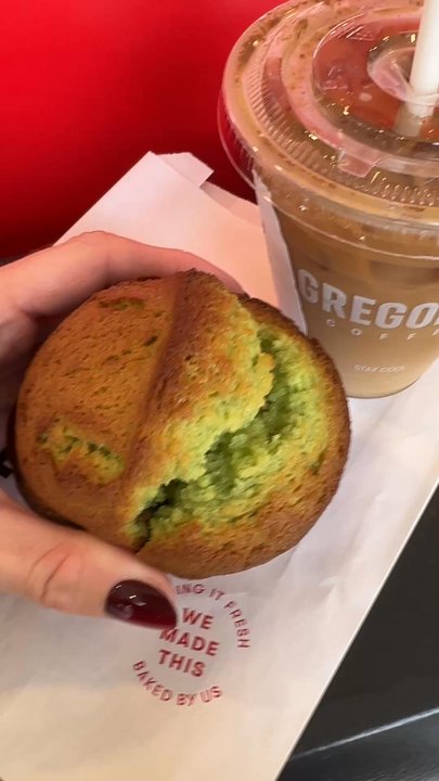 Gregorys Coffee - Fluffy green insides of my pistachio muffin - Coffee & Tea Near Me - Jacksonville, Florida