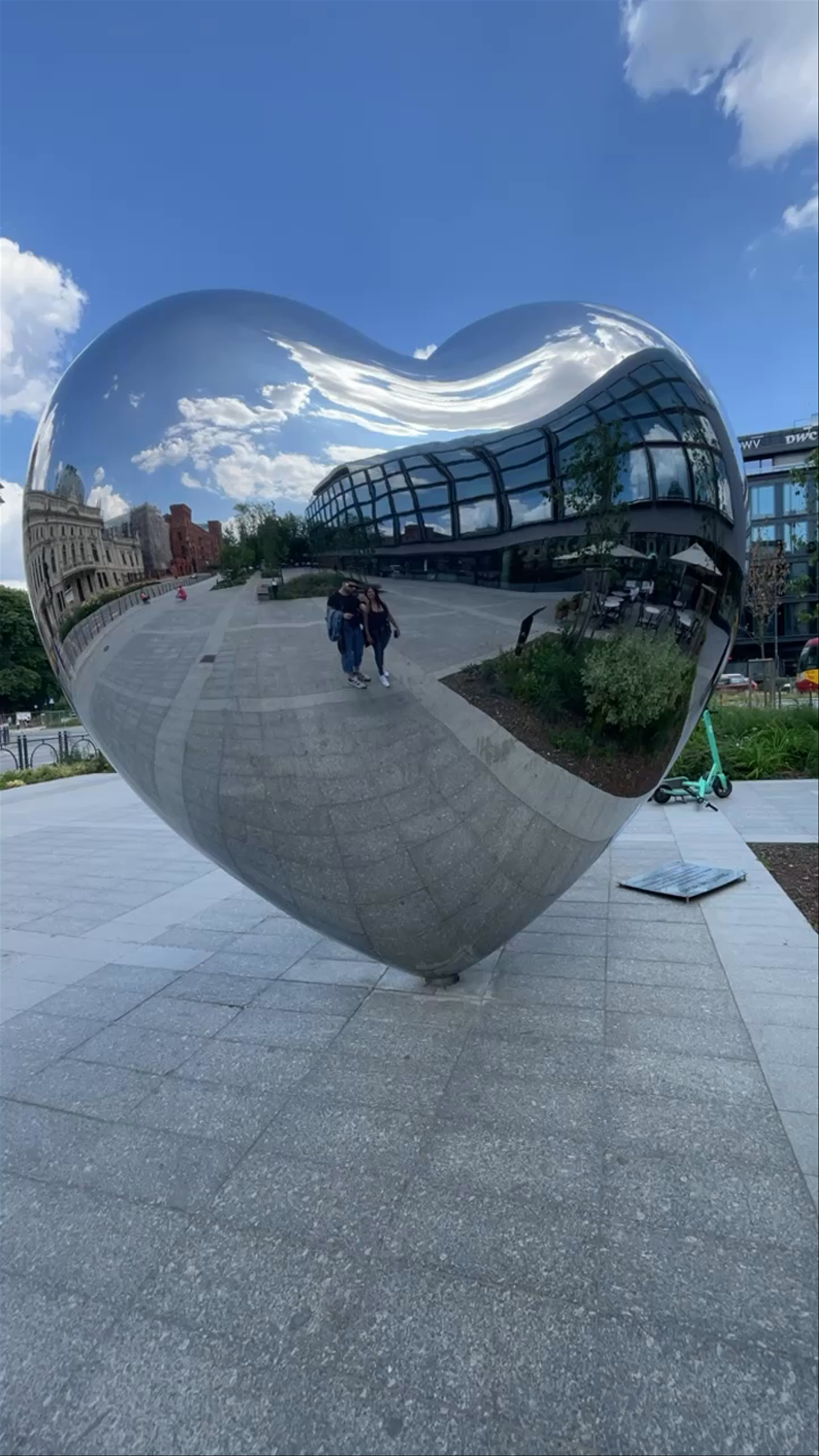 Reflective Heart Sculpture at Plac WOŚP, Łódź