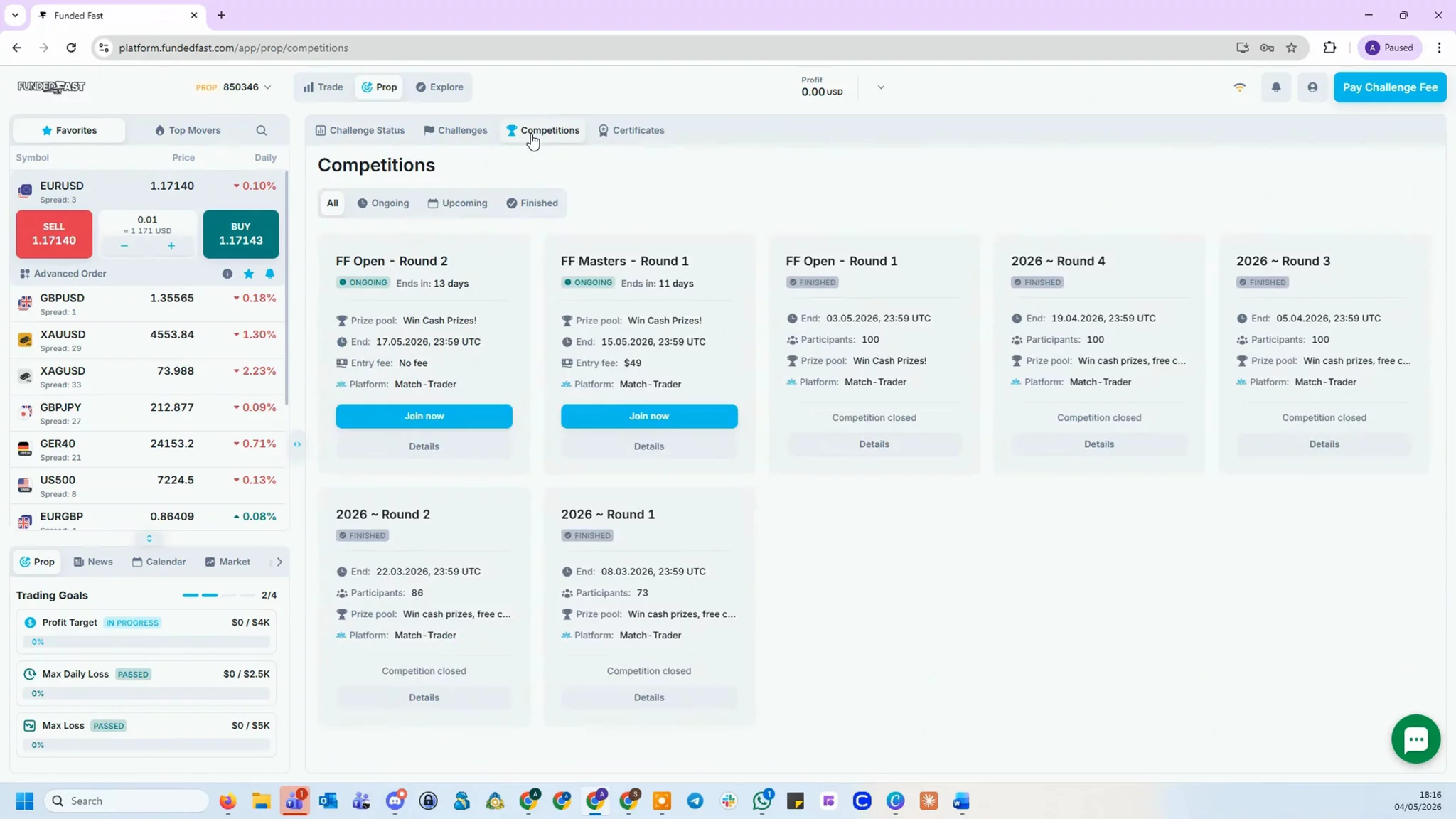 How to Join the Open and Master Competitions with FundedFast