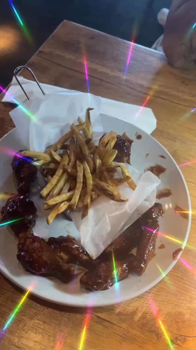 Flight Social - Barbecue chicken wings, and a side of fries - Desserts Near Me - Cleveland, Ohio