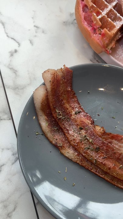 2 Chix - Confetti Waffle with side of bacon and Hash Browns - Breakfast & Brunch Near Me - Brooklyn, New York