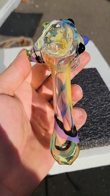 Preview pic of Hash pipe.  Bubble hash hammer #8 star gazer,  absinthe galaxy and silver fume