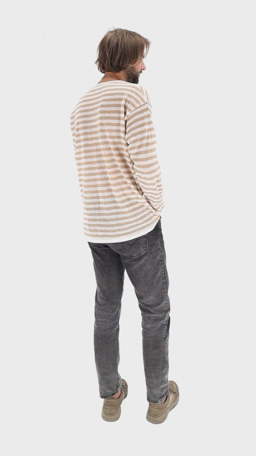 100% Linen Long-Sleeve Unisex Top - Sand | TANTO – SALANIDA