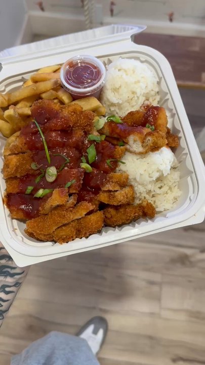Pineapple Express Food Truck - Chicken Katsu Plate, extra rice, sub fries for side - Hawaiian Near Me