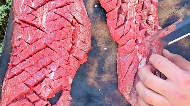 Giant Skirt Steak cooked on HOT Stone