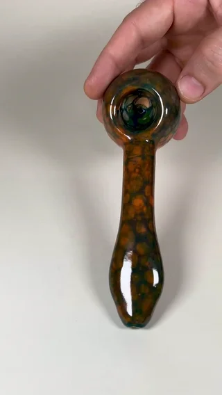 Preview pic of Spoon Pipe - 6.25 Inches - Ceramic - Orange, Green and Blue - FREE SHIPPING!