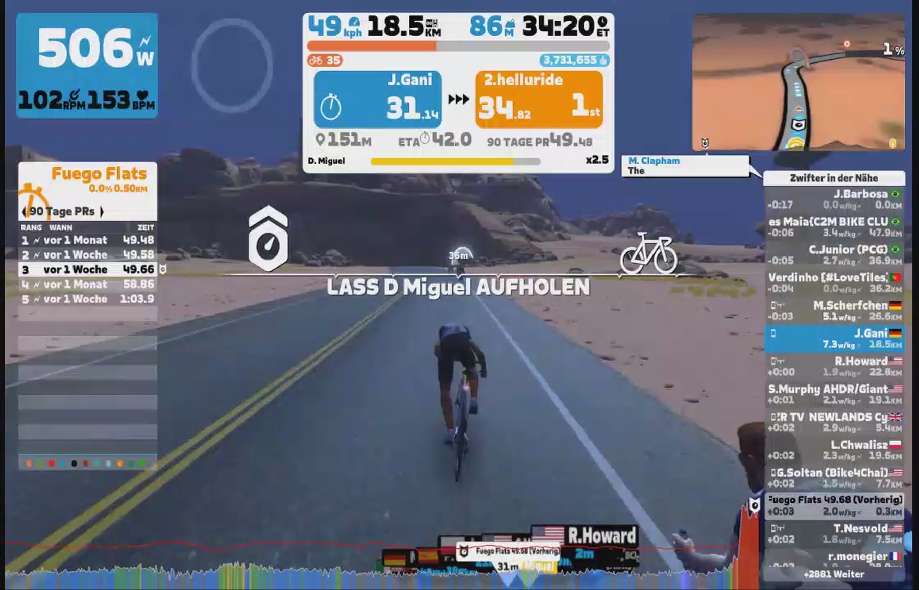 Zwift - Pacer Group Ride: Watopia's Waistband in Watopia with Miguel