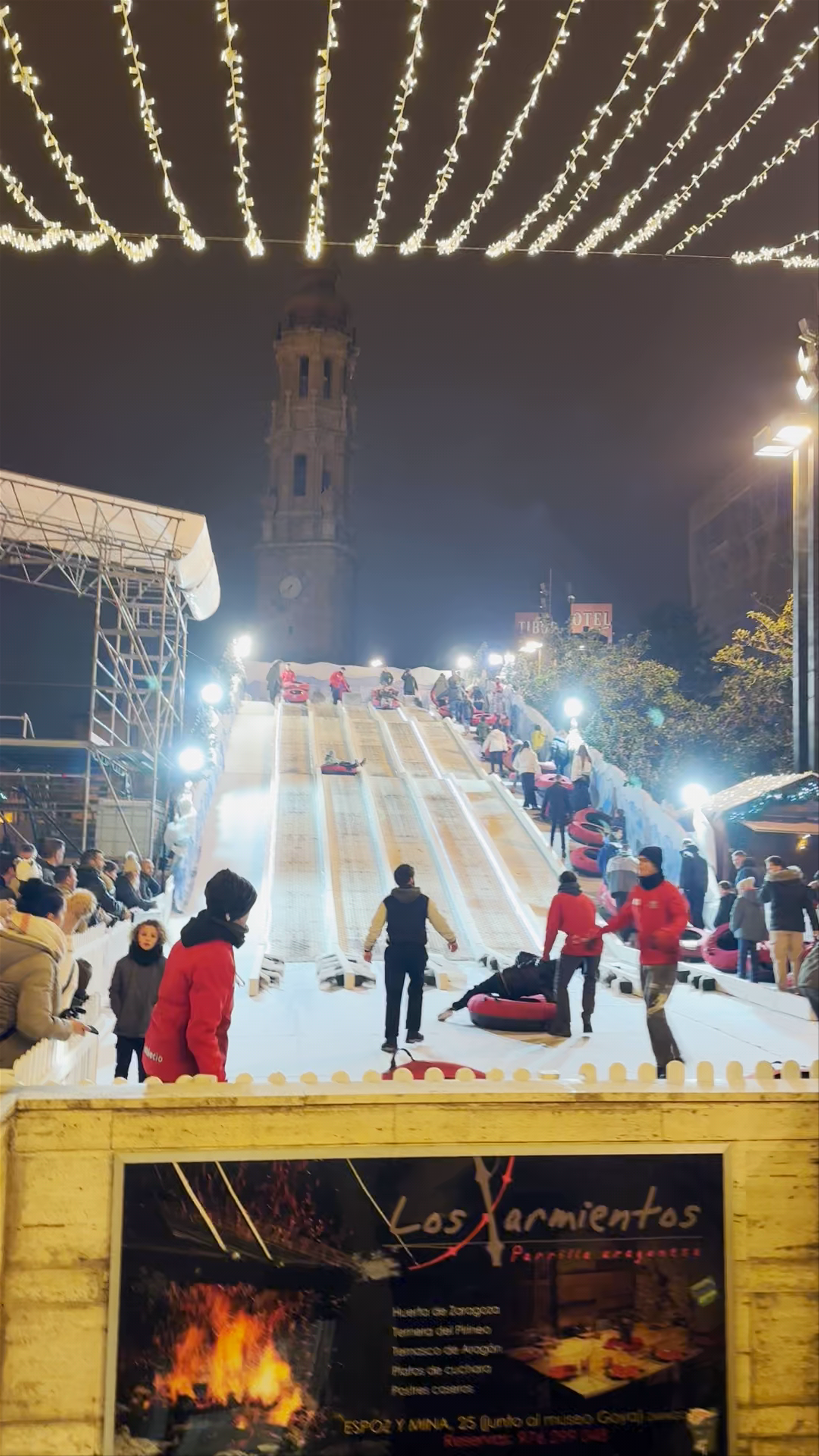 Festive Winter Night at Plaza de Nuestra Señora del Pilar, Zaragoza