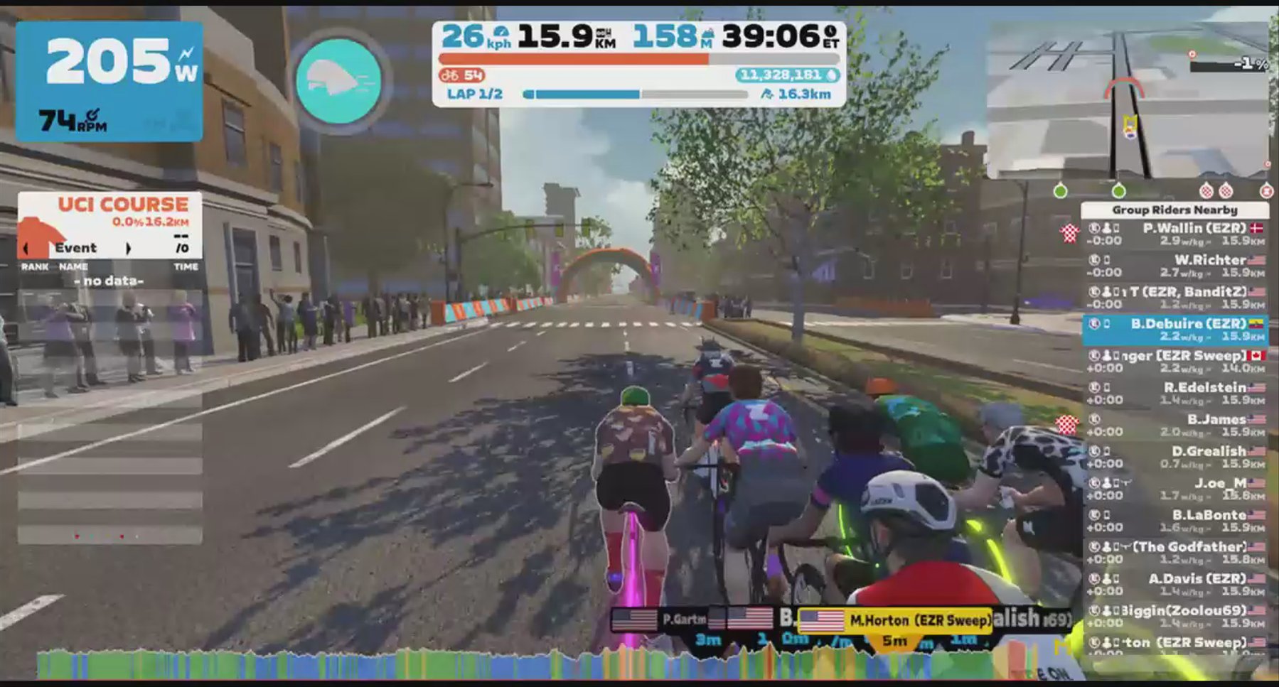 Zwift - Group Ride: EZ Riders Banded Gravity Defiers on Richmond 2015 Worlds Reverse in Richmond