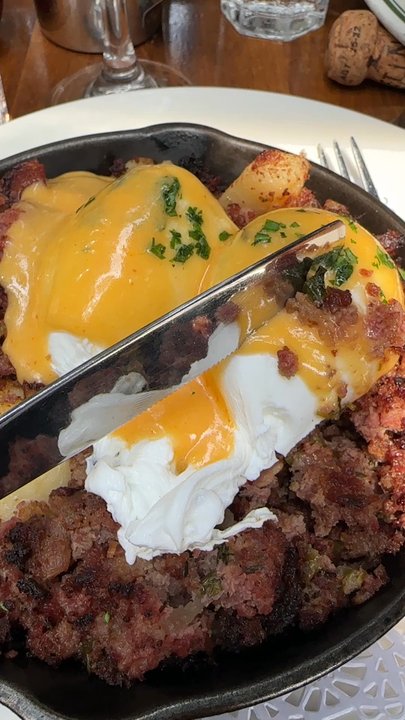 Tartine - Perfect poached egg on Corned Beef Hash - French Near Me - New York, New York