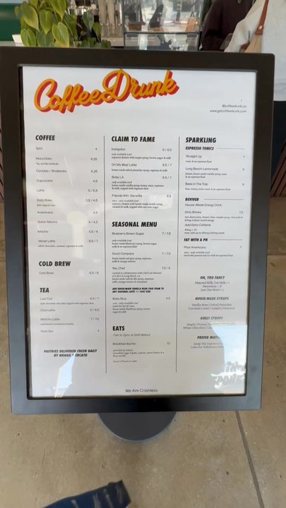 CoffeeDrunk - The menu - Coffee & Tea Near Me - Long Beach, California