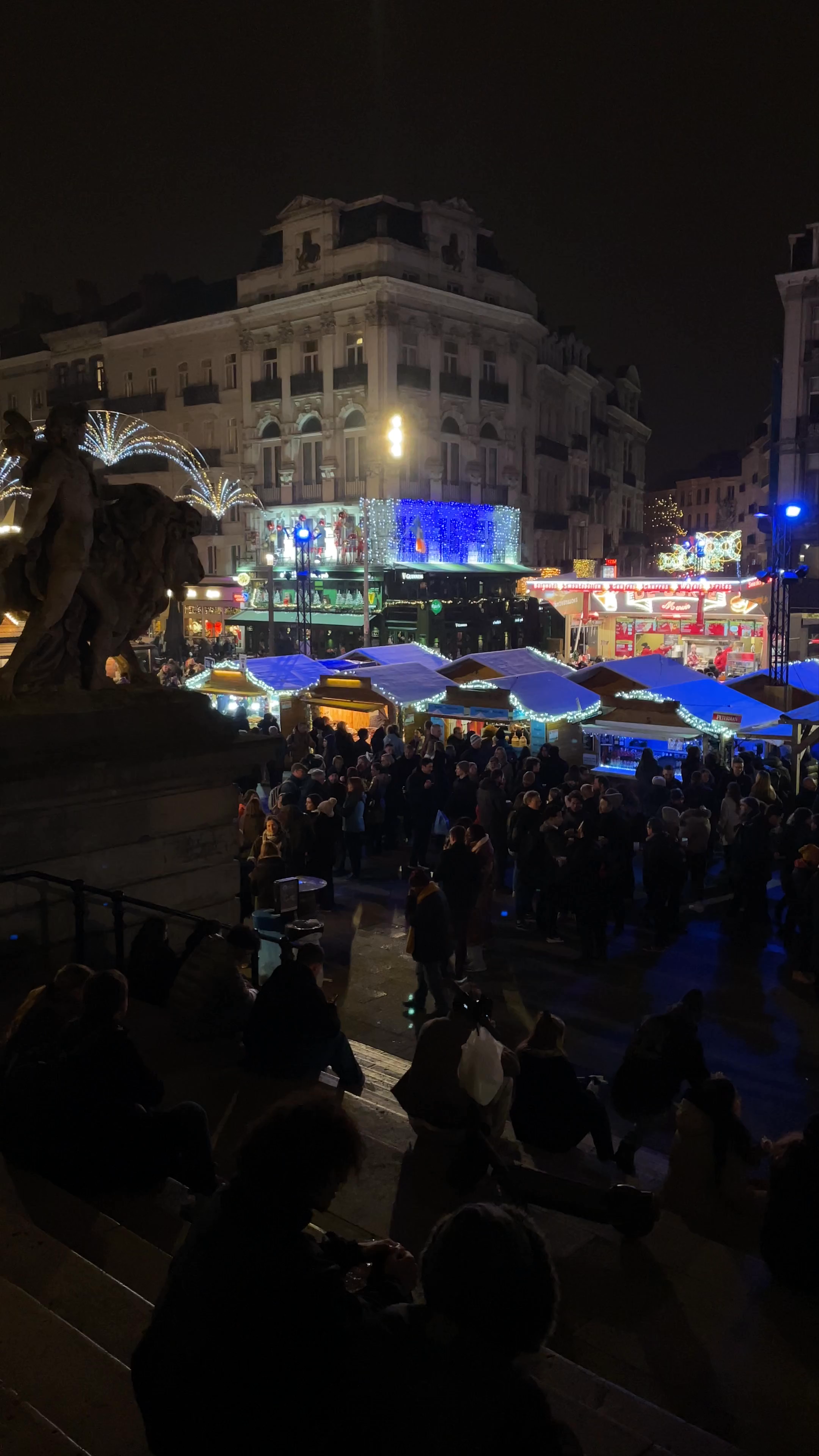 Brussels Christmas Market Nightlife at Place Sainte-Gudule