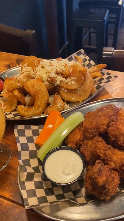 Concord Tap House - Close up of the delicious fries, chicken wings, & beer - Bars Near Me - Concord, California
