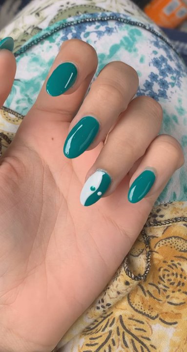 INails and Spa - One nail is crooked (pointer on left hand) sloppy design work left residue on my fingers and dots are in the wrong spot for ying Yang design - Nail Salons Near Me - West Lafayette, Indiana