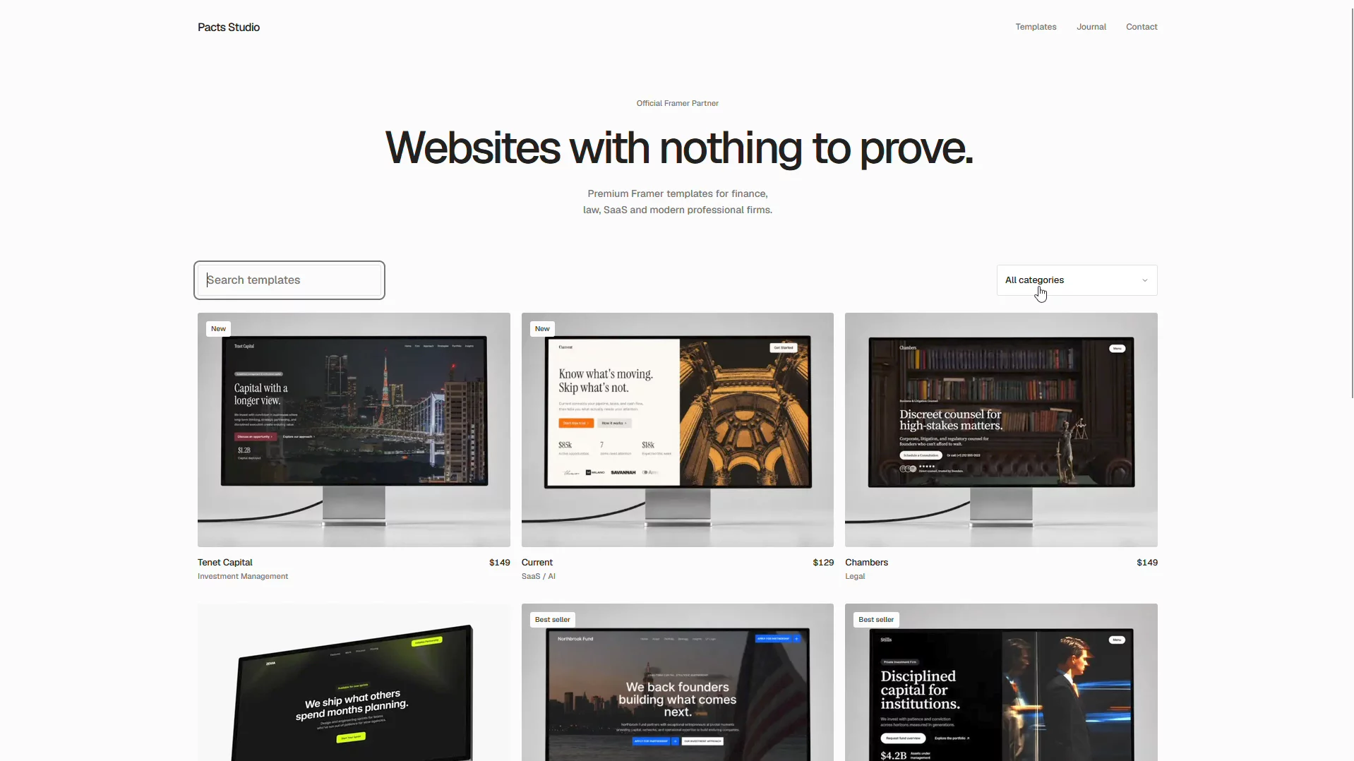Pacts Studio started with Framer templates, but I’m becoming more interested in the system behind the individual products.Different industries. Different visual directions. Different requirements.But the same standard around typography, hierarchy, responsiveness, CMS structure and restraint.The goal is for every template to stand on its own while still feeling unmistakably Pacts.